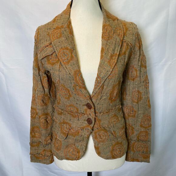 Pamela Brown Textured Floral Jacket Blazer Womens - Picture 1 of 16